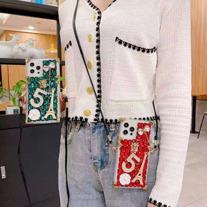 Diamond-studded square phone case