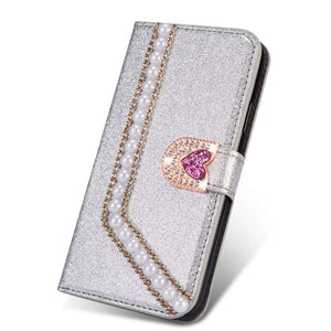 Pearl Glitter Leather Case