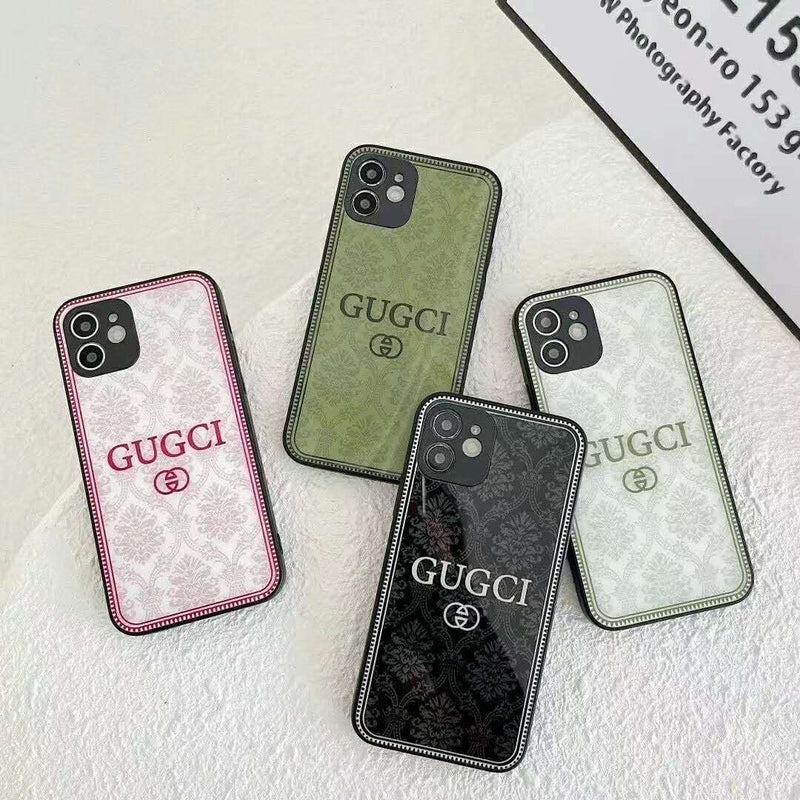 Fashion flower printing glass phone case