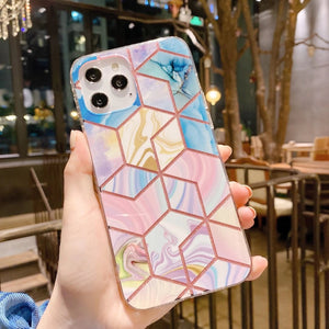 Glitter geometric fragment phone case