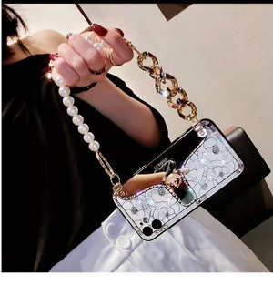 Mirror pearl bracelet phone case For iphone