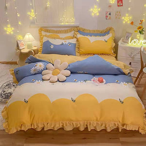 Fashion princess style Skin-friendly cotton four-piece Bed skirt