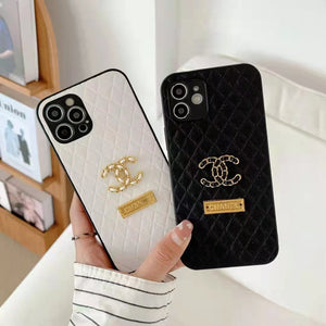 Luxury logo leather phone case For iphone