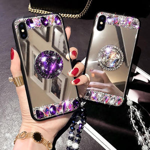 Purple Rhinestone Mirror phone Case