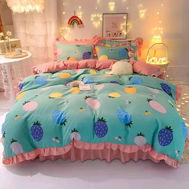 Fashion princess style Skin-friendly cotton four-piece Bed skirt