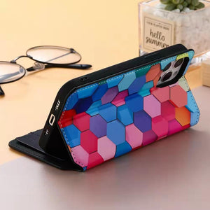 Fashion colorful cards leather phone case for Samsung