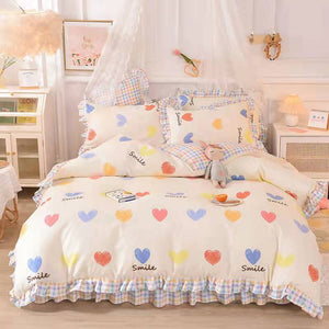 Fashion princess style Skin-friendly cotton four-piece Bed skirt