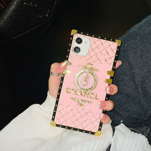 Shiny golden pink stand phone case