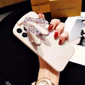 Fashion crystal bunny ear stand phone case for iphone