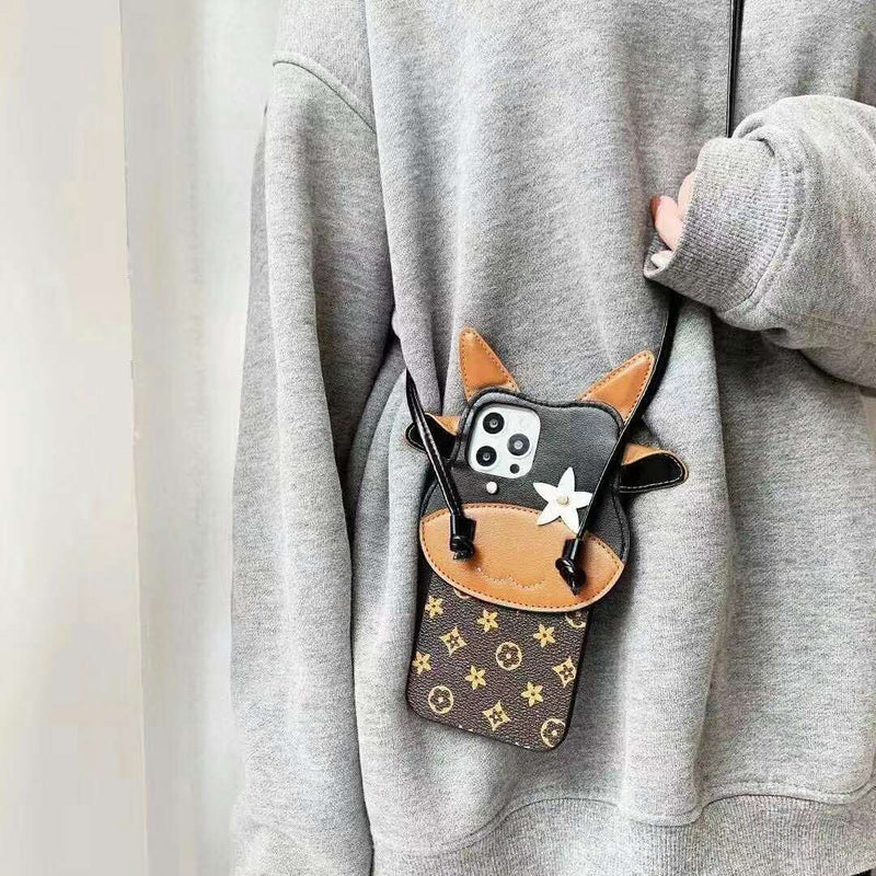 Crossbody  cow phone case