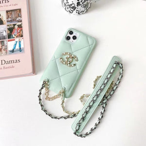 Luxury leather crossbody chain phone case