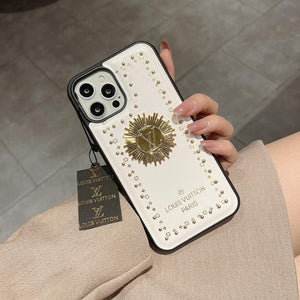 Rivet leather phone case for iphone