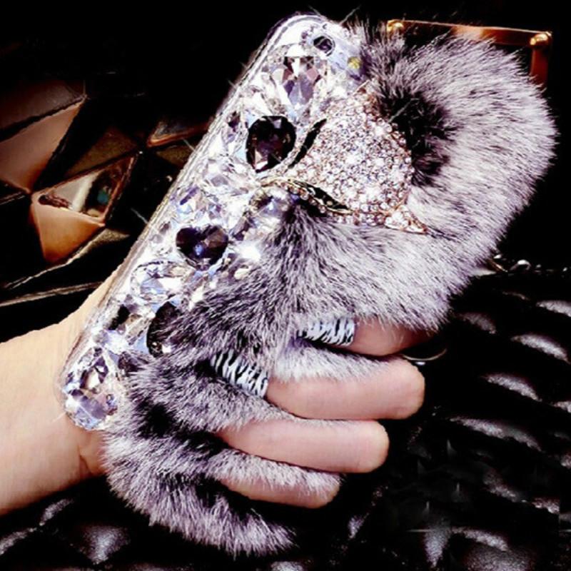 Fashion crystal plush phone case