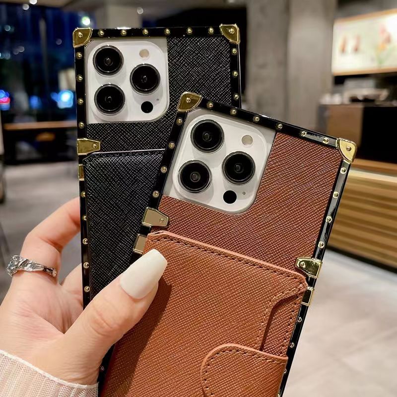 Luxury   leather card  Square   phone case for iPhone