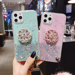 Starry sky silver foil holder hairball  phone case