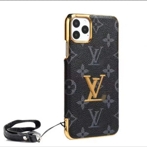 Retro lanyard leather phone case