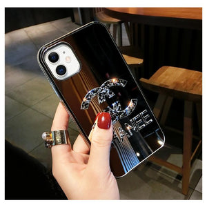 Sparkling side Diamond makeup mirror phone case