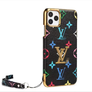 Retro lanyard leather phone case