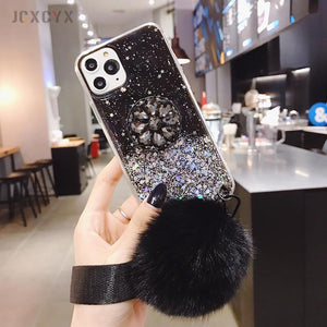 Starry sky silver foil holder hairball  phone case