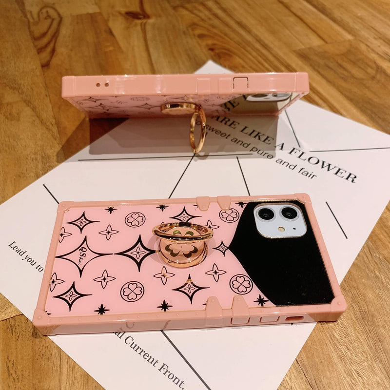 Luxury mirror square Bracket phone case