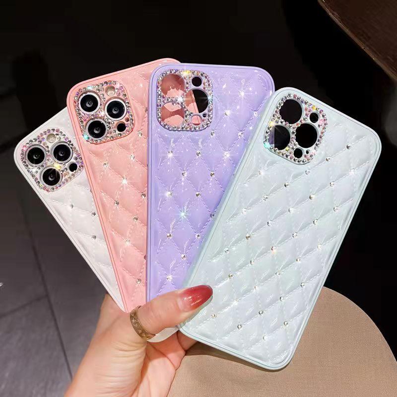 Luxury diamond-studded rhombus phone case for iphone