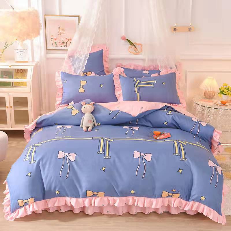 Fashion princess style Skin-friendly cotton four-piece Bed skirt