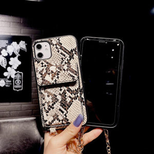 Snakeskin wallet chain phone case