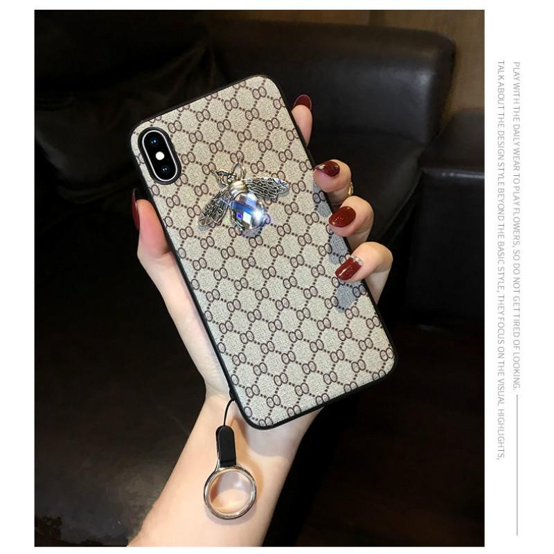 Rhinestone bee lanyard phone case