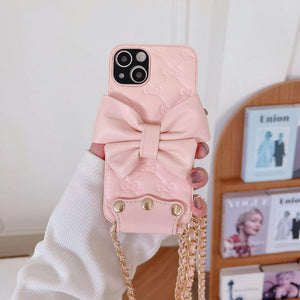 Luxury bow Carry chain phone case For iphone