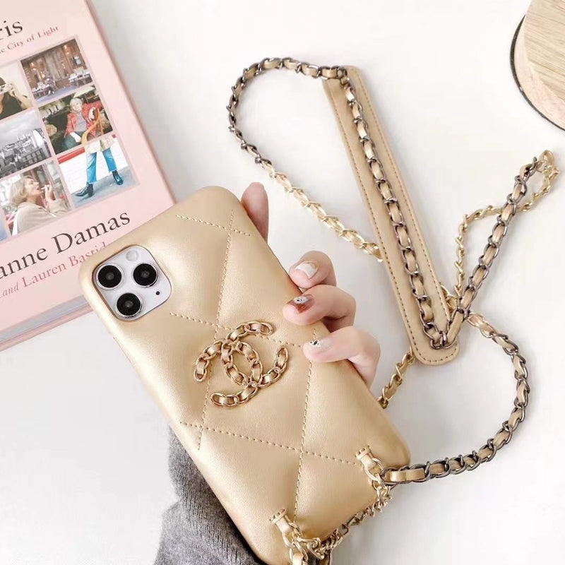 Luxury leather crossbody chain phone case