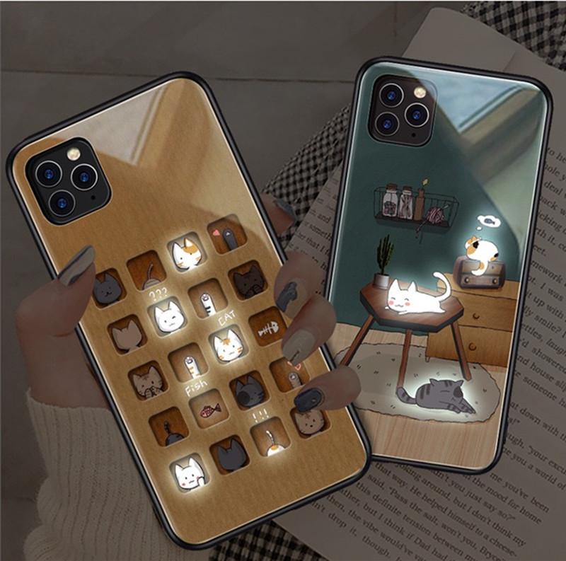 Smart luminous glass mobile phone case