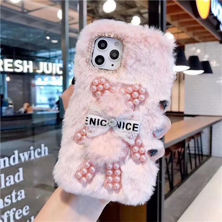 Plush diagonal strap phone case