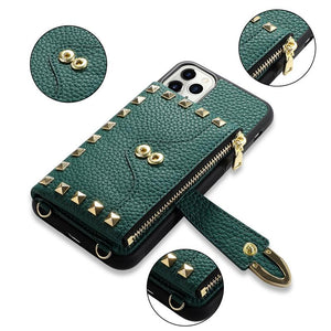 Zipper wallet chain phone case