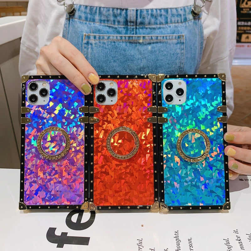 Sparkling laser square phone case