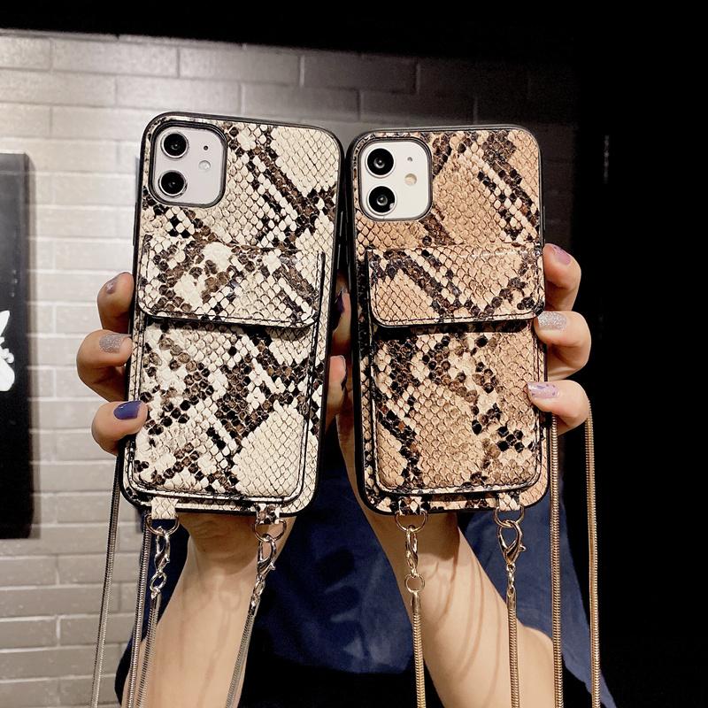 Snakeskin wallet chain phone case