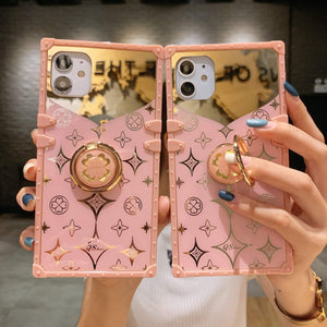 Luxury mirror square Bracket phone case