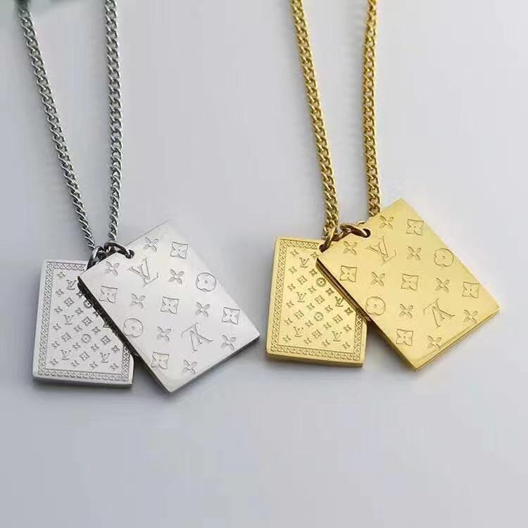 High-end Letter Block Pendant Necklace