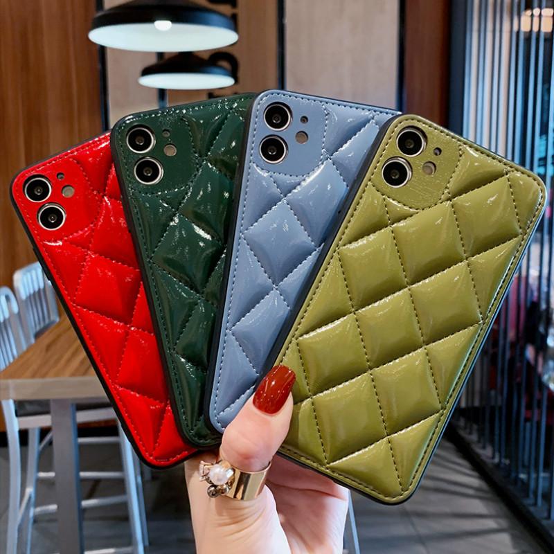 Luxury leather rhombus phone case