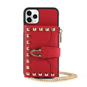 Zipper wallet chain phone case