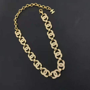 Fashion Metal Lock Diamond Necklace