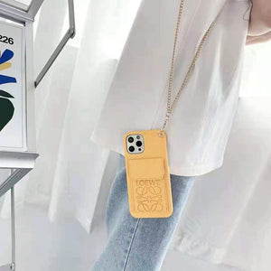 Vertical pattern card holder long chain mobile phone case