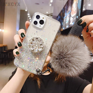 Starry sky silver foil holder hairball  phone case