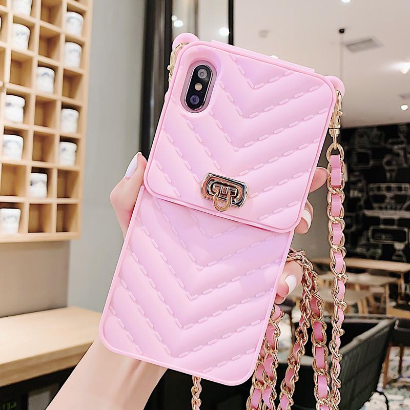 Chain silicone wallet mobile phone case