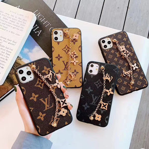 Chain leather phone case