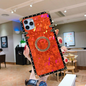 Sparkling square bracket phone case