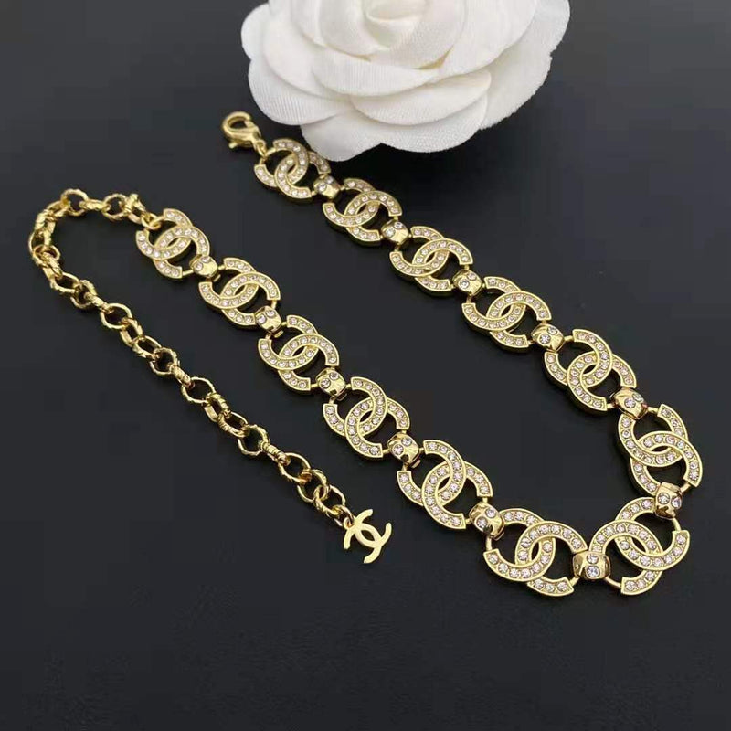 Fashion Metal Lock Diamond Necklace