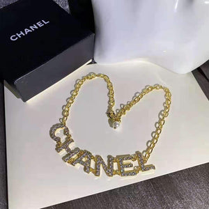 Fashion Metal Lock Letter Diamond Necklace