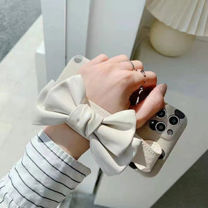 Plush Bowknot  wrist phone case For iphone