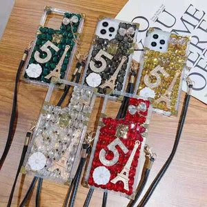 Diamond-studded square phone case