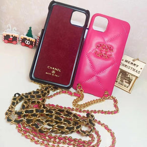 Luxury leather chain phone case